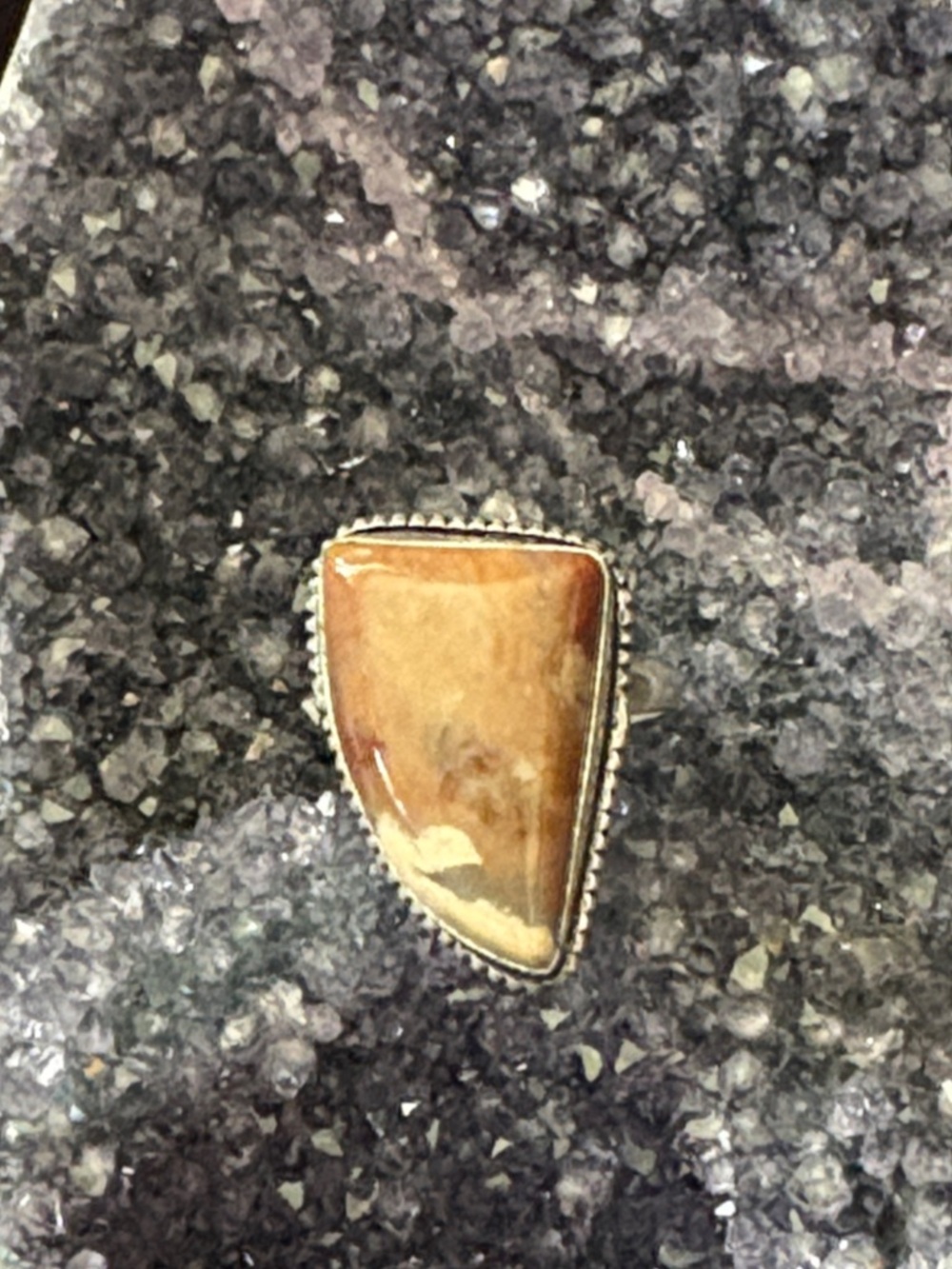 Jasper silver ring boho style